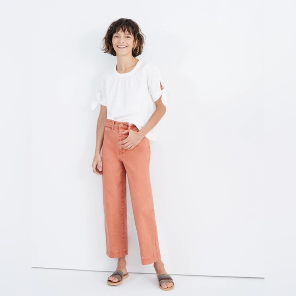 MADEWELL Slim Emmett Wide-Leg Crop Pants coral - Picture 2 of 9